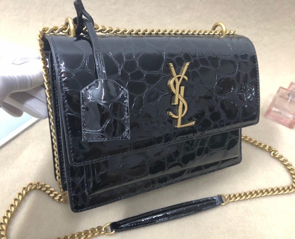 [REP 1:1] Saint Laurent Sunset Chain Wallet Black For Women 8.2in/21cm YSL