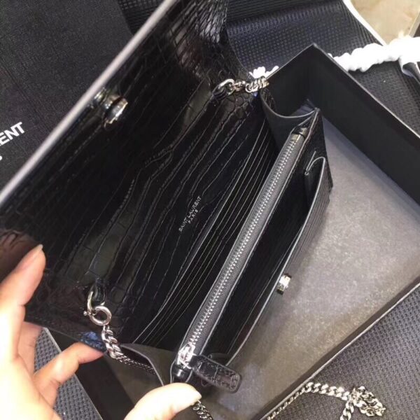 [REP 1:1] Saint Laurent Sunset Chain Wallet  In-Embossed Black For Women 8.2in/21cm YSL