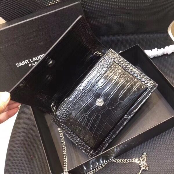 [REP 1:1] Saint Laurent Sunset Chain Wallet  In-Embossed Black For Women 8.2in/21cm YSL