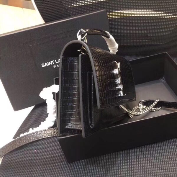 [REP 1:1] Saint Laurent Sunset Chain Wallet  In-Embossed Black For Women 8.2in/21cm YSL