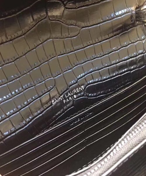 [REP 1:1] Saint Laurent Sunset Chain Wallet  In-Embossed Black For Women 8.2in/21cm YSL
