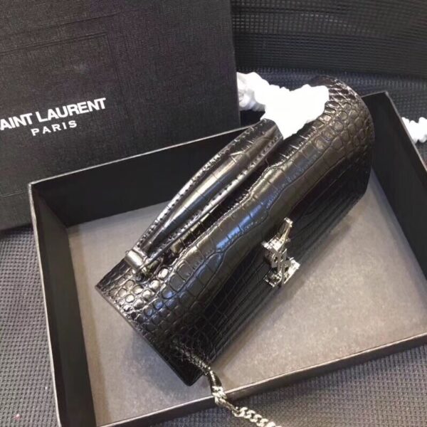 [REP 1:1] Saint Laurent Sunset Chain Wallet  In-Embossed Black For Women 8.2in/21cm YSL