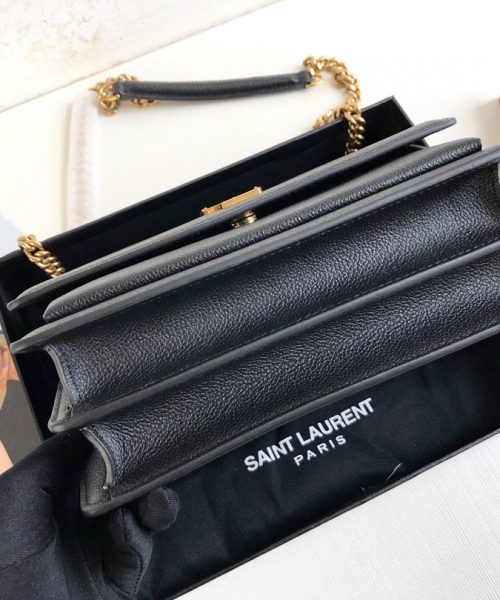 [REP 1:1] Saint Laurent Sunset Medium Chain Bag Black For Women 8.6in/22cm YSL 442906D420W1000
