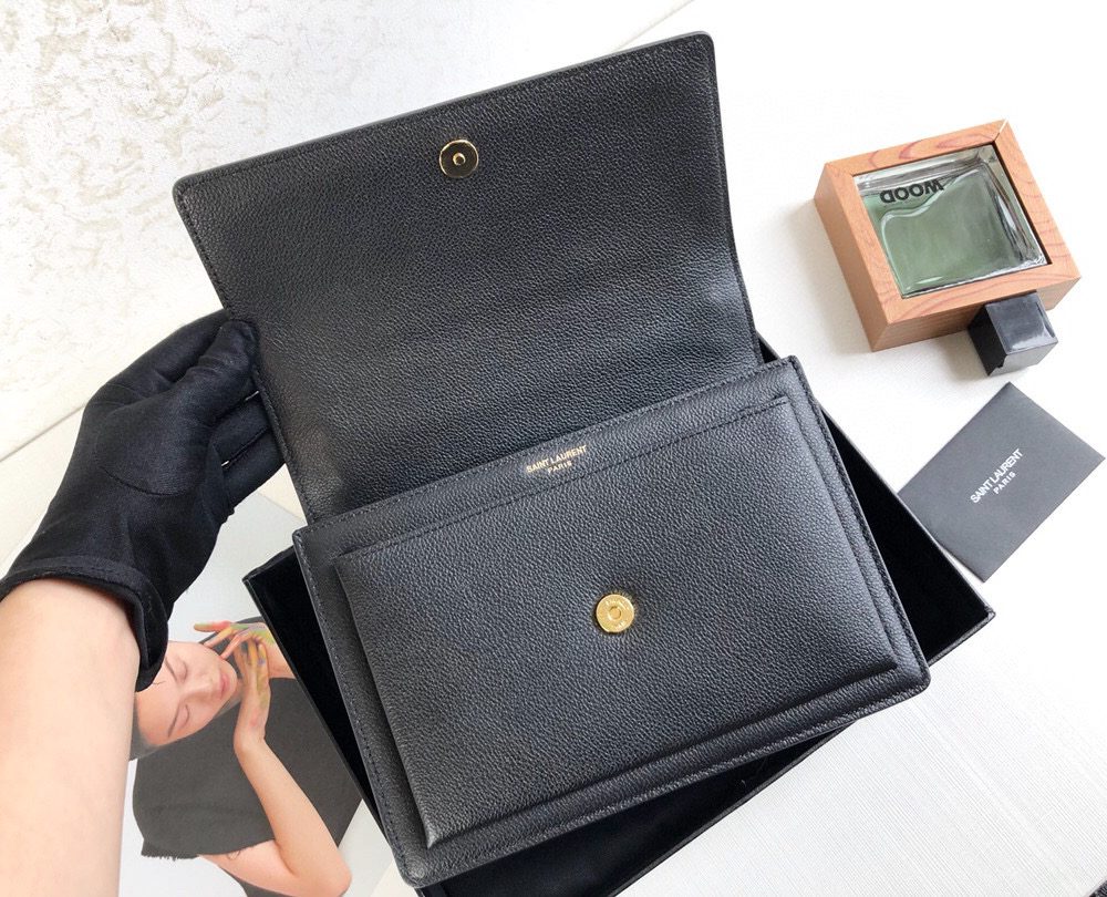 [REP 1:1] Saint Laurent Sunset Medium Chain Bag Black For Women 8.6in/22cm YSL 442906D420W1000