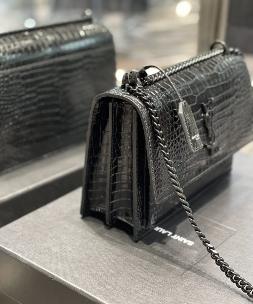 [REP 1:1] Saint Laurent Sunset Medium Chain Bag Black For Women 8.6in/22cm YSL 442906DND0U1000