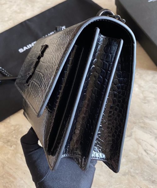 [REP 1:1] Saint Laurent Sunset Medium Chain Bag Black For Women 8.6in/22cm YSL 442906DND0U1000