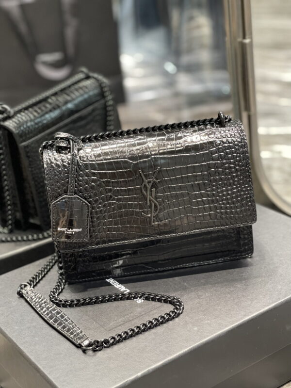 [REP 1:1] Saint Laurent Sunset Medium Chain Bag Black For Women 8.6in/22cm YSL 442906DND0U1000