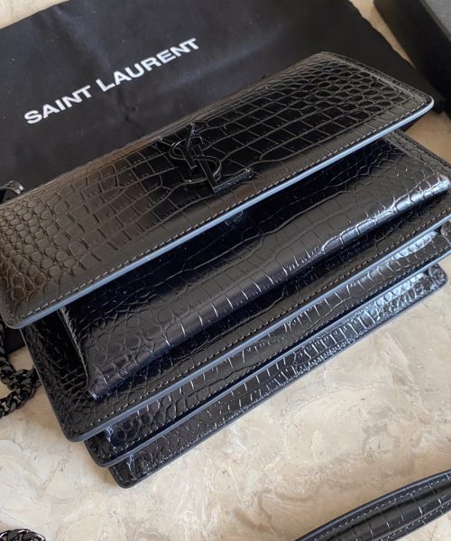 [REP 1:1] Saint Laurent Sunset Medium Chain Bag Black For Women 8.6in/22cm YSL 442906DND0U1000