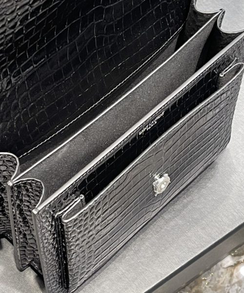 [REP 1:1] Saint Laurent Sunset Medium Chain Bag Black For Women 8.6in/22cm YSL 442906DND0U1000