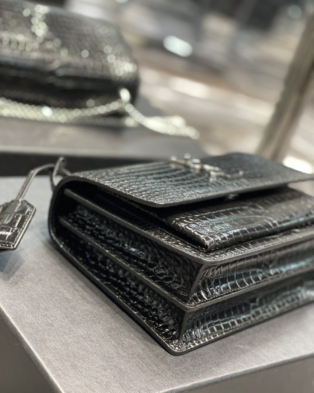 [REP 1:1] Saint Laurent Sunset Medium Chain Bag Black For Women 8.6in/22cm YSL 442906DND0U1000