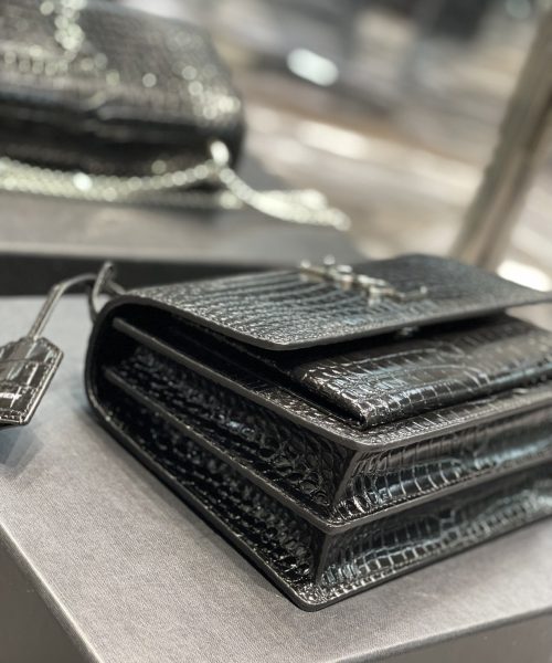 [REP 1:1] Saint Laurent Sunset Medium Chain Bag Black For Women 8.6in/22cm YSL 442906DND0U1000