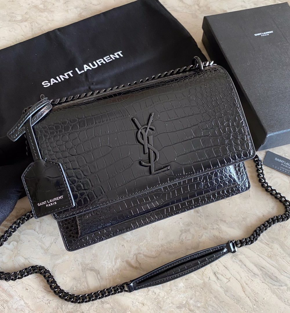 [REP 1:1] Saint Laurent Sunset Medium Chain Bag Black For Women 8.6in/22cm YSL 442906DND0U1000