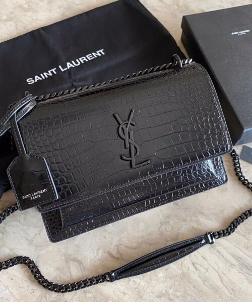 [REP 1:1] Saint Laurent Sunset Medium Chain Bag Black For Women 8.6in/22cm YSL 442906DND0U1000