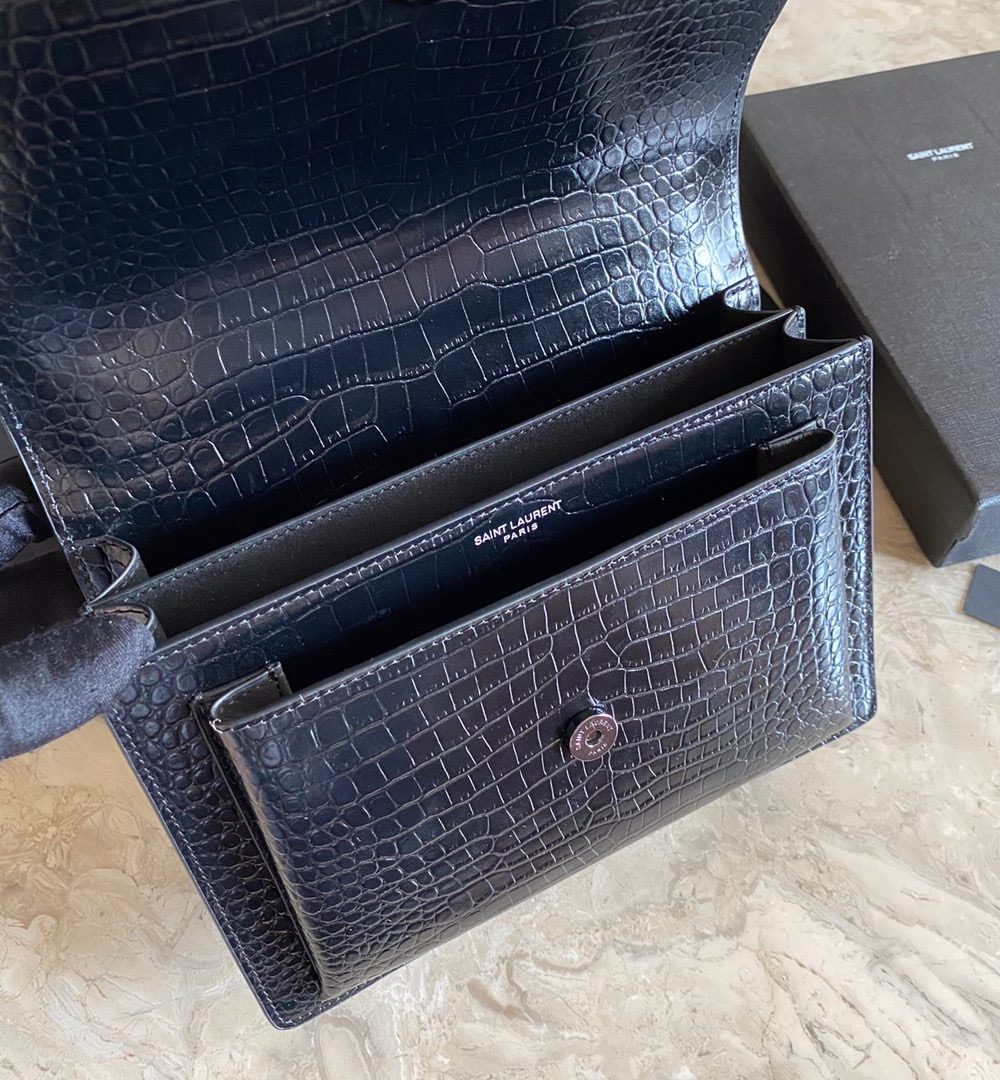 [REP 1:1] Saint Laurent Sunset Medium Chain Bag Black For Women 8.6in/22cm YSL 442906DND0U1000