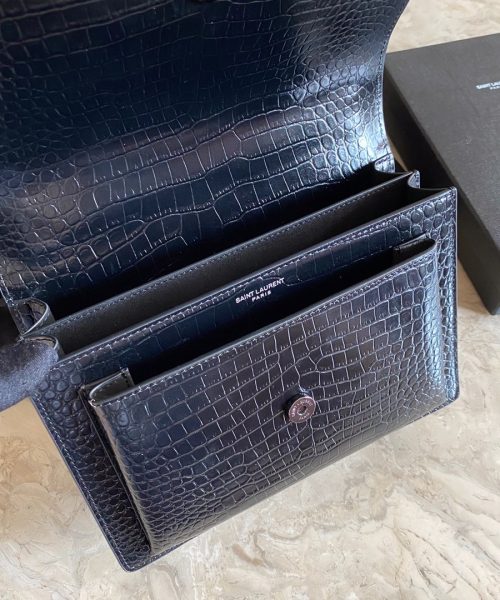 [REP 1:1] Saint Laurent Sunset Medium Chain Bag Black For Women 8.6in/22cm YSL 442906DND0U1000