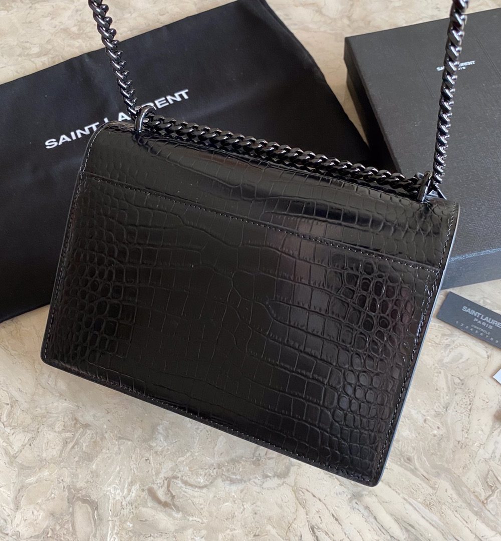 [REP 1:1] Saint Laurent Sunset Medium Chain Bag Black For Women 8.6in/22cm YSL 442906DND0U1000