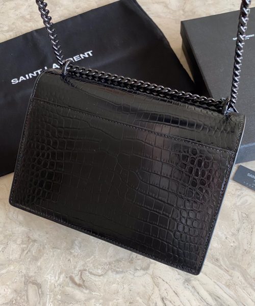 [REP 1:1] Saint Laurent Sunset Medium Chain Bag Black For Women 8.6in/22cm YSL 442906DND0U1000