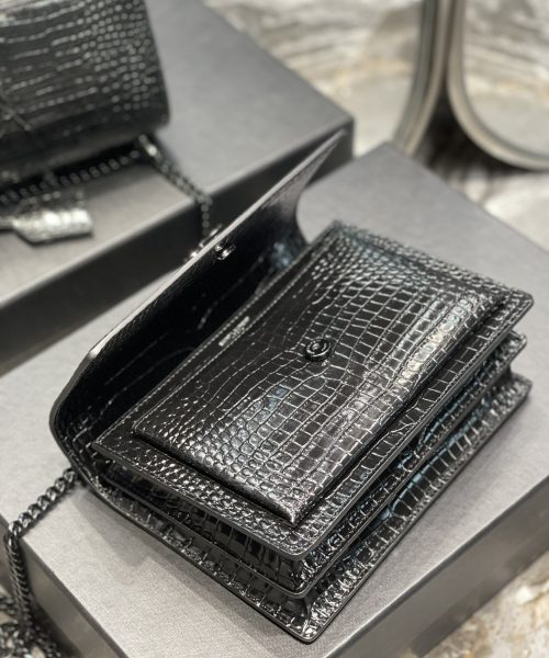 [REP 1:1] Saint Laurent Sunset Medium Chain Bag Black For Women 8.6in/22cm YSL 442906DND0U1000