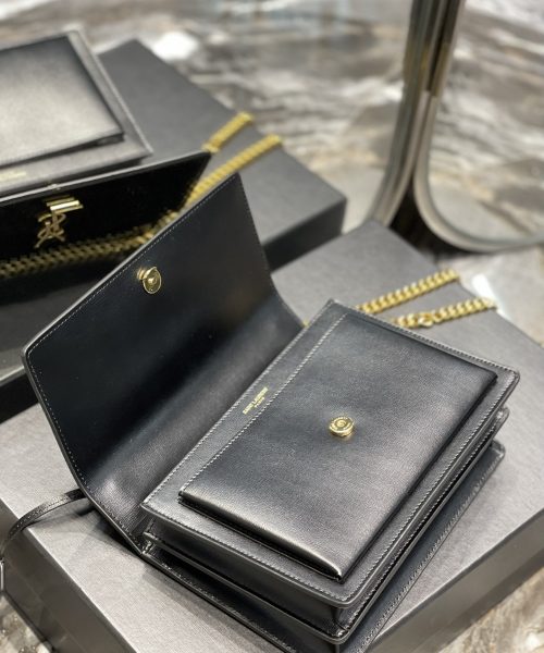 [REP 1:1] Saint Laurent Sunset Medium Chain Bag Black For Women 9.8in/22cm YSL