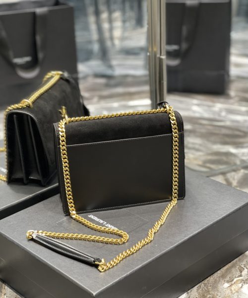 [REP 1:1] Saint Laurent Sunset Medium Chain Bag Black For Women 9.8in/22cm YSL