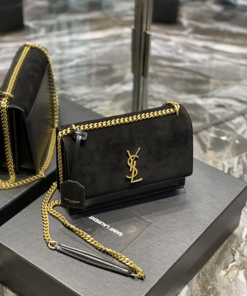 [REP 1:1] Saint Laurent Sunset Medium Chain Bag Black For Women 9.8in/22cm YSL