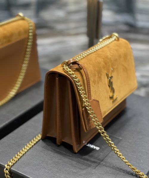[REP 1:1] Saint Laurent Sunset Medium Chain Bag Brown For Women 9.8in/22cm YSL