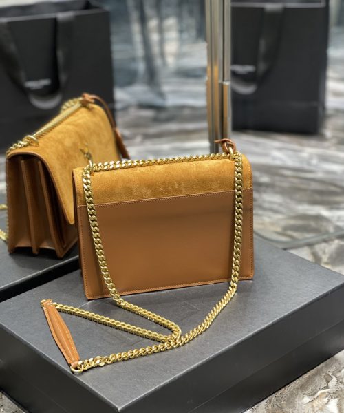 [REP 1:1] Saint Laurent Sunset Medium Chain Bag Brown For Women 9.8in/22cm YSL