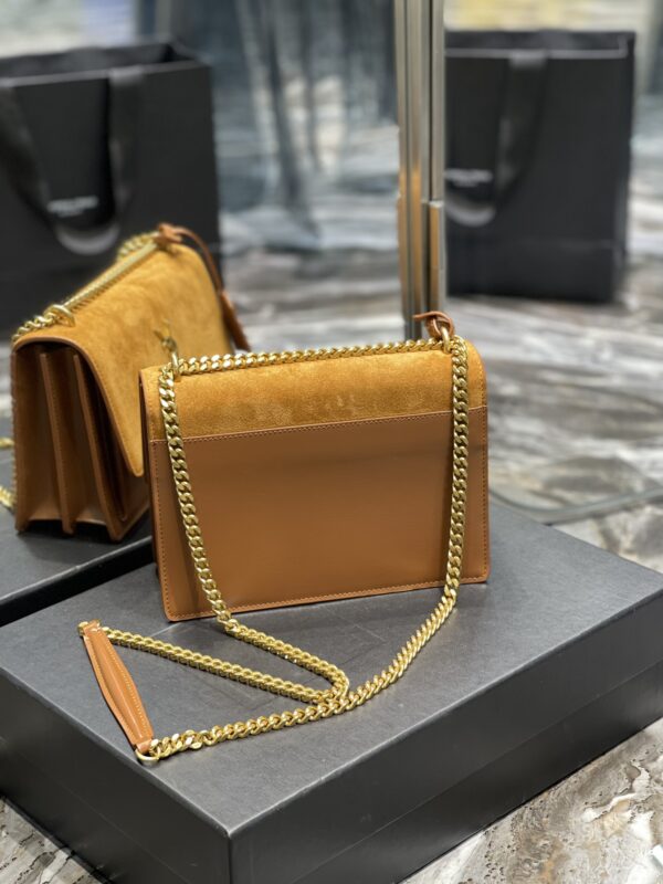 [REP 1:1] Saint Laurent Sunset Medium Chain Bag Brown For Women 9.8in/22cm YSL