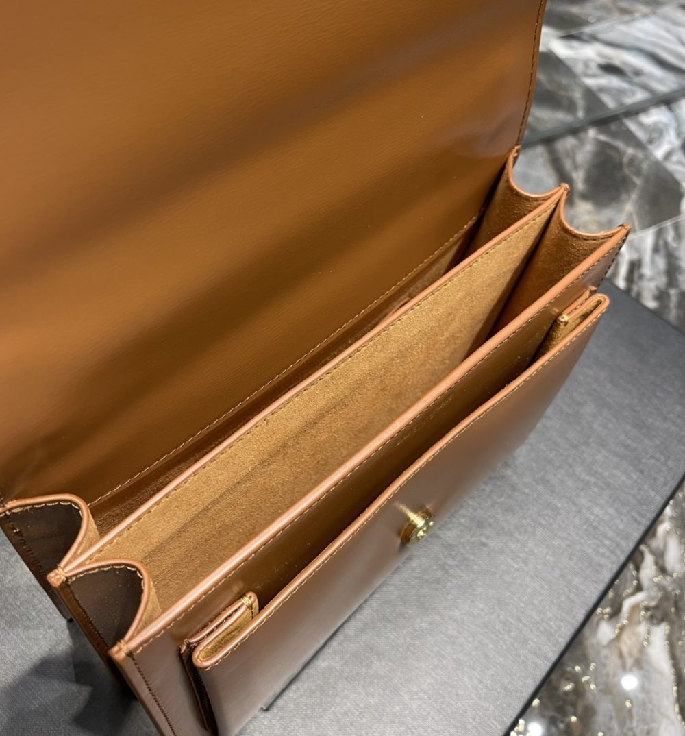 [REP 1:1] Saint Laurent Sunset Medium Chain Bag Brown For Women 9.8in/22cm YSL