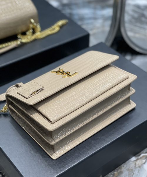 [REP 1:1] Saint Laurent Sunset Medium Chain Bag For Women 8.6in/22cm Beige YSL 442906DND0J2721