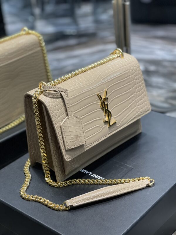 [REP 1:1] Saint Laurent Sunset Medium Chain Bag For Women 8.6in/22cm Beige YSL 442906DND0J2721