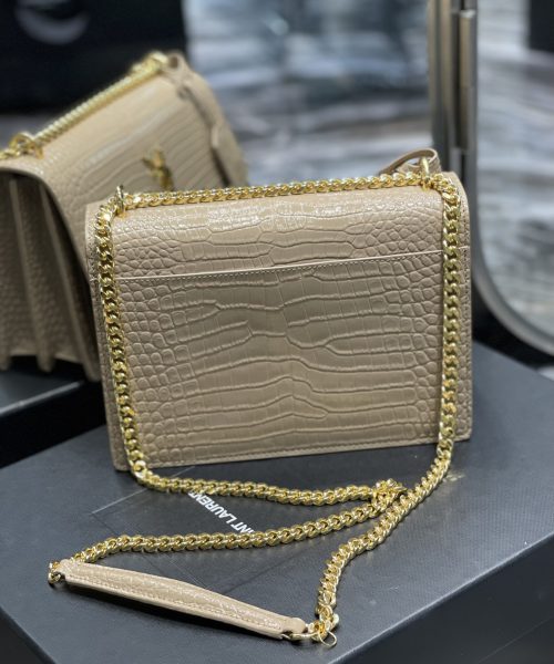 [REP 1:1] Saint Laurent Sunset Medium Chain Bag For Women 8.6in/22cm Beige YSL 442906DND0J2721