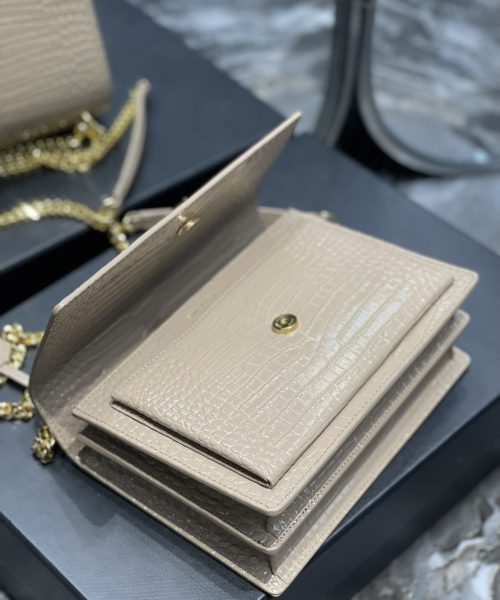 [REP 1:1] Saint Laurent Sunset Medium Chain Bag For Women 8.6in/22cm Beige YSL 442906DND0J2721