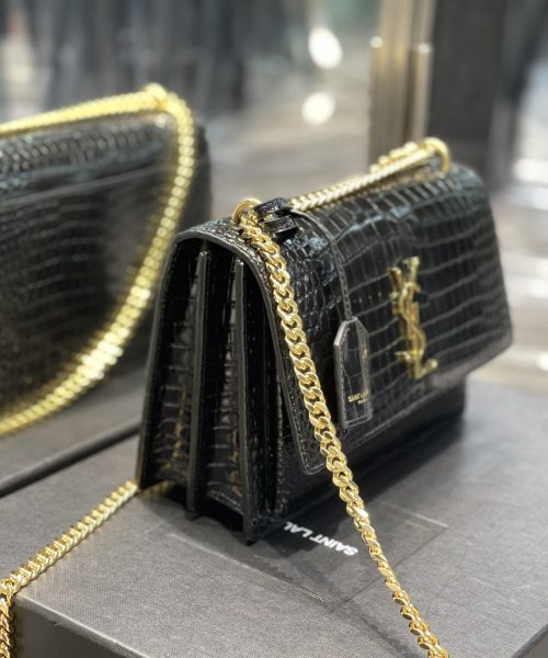 [REP 1:1] Saint Laurent Sunset Medium Chain Bag For Women 8.6in/22cm Black YSL 442906DND0J1000