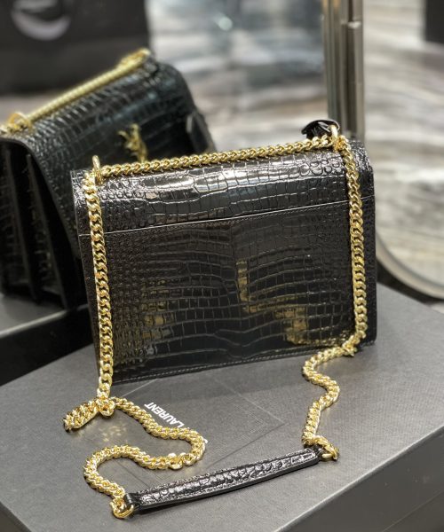 [REP 1:1] Saint Laurent Sunset Medium Chain Bag For Women 8.6in/22cm Black YSL 442906DND0J1000