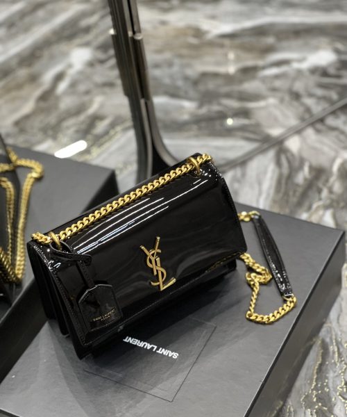 [REP 1:1] Saint Laurent Sunset Medium Chain Bag For Women 8.6in/22cm Black YSL