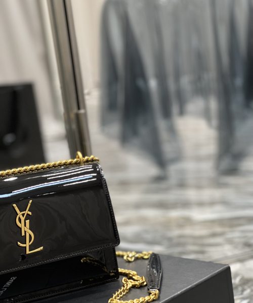 [REP 1:1] Saint Laurent Sunset Medium Chain Bag For Women 8.6in/22cm Black YSL
