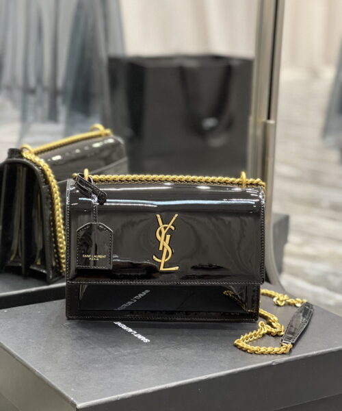 [REP 1:1] Saint Laurent Sunset Medium Chain Bag For Women 8.6in/22cm Black YSL