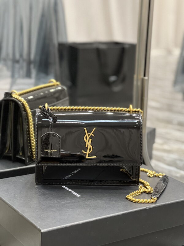 [REP 1:1] Saint Laurent Sunset Medium Chain Bag For Women 8.6in/22cm Black YSL