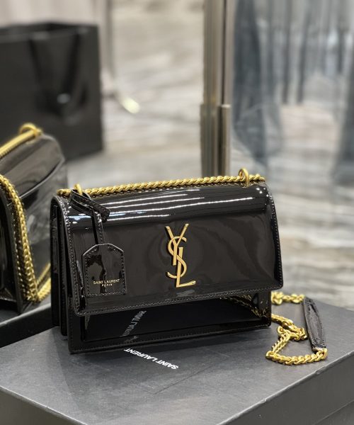 [REP 1:1] Saint Laurent Sunset Medium Chain Bag For Women 8.6in/22cm Black YSL