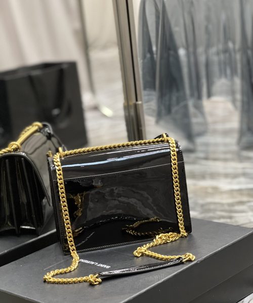 [REP 1:1] Saint Laurent Sunset Medium Chain Bag For Women 8.6in/22cm Black YSL