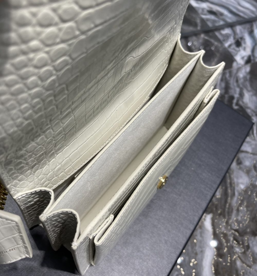 [REP 1:1] Saint Laurent Sunset Medium Chain Bag For Women 8.6in/22cm White YSL 442906DND0J9207