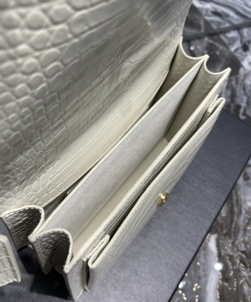 [REP 1:1] Saint Laurent Sunset Medium Chain Bag For Women 8.6in/22cm White YSL 442906DND0J9207