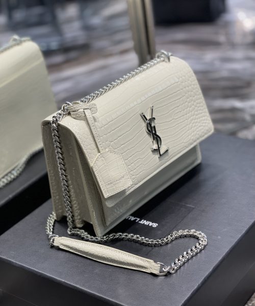 [REP 1:1] Saint Laurent Sunset Medium Chain Bag For Women 8.6in/22cm White YSL 442906DND0N9207
