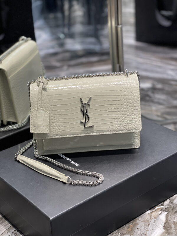[REP 1:1] Saint Laurent Sunset Medium Chain Bag For Women 8.6in/22cm White YSL 442906DND0N9207