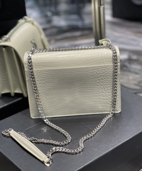 [REP 1:1] Saint Laurent Sunset Medium Chain Bag For Women 8.6in/22cm White YSL 442906DND0N9207