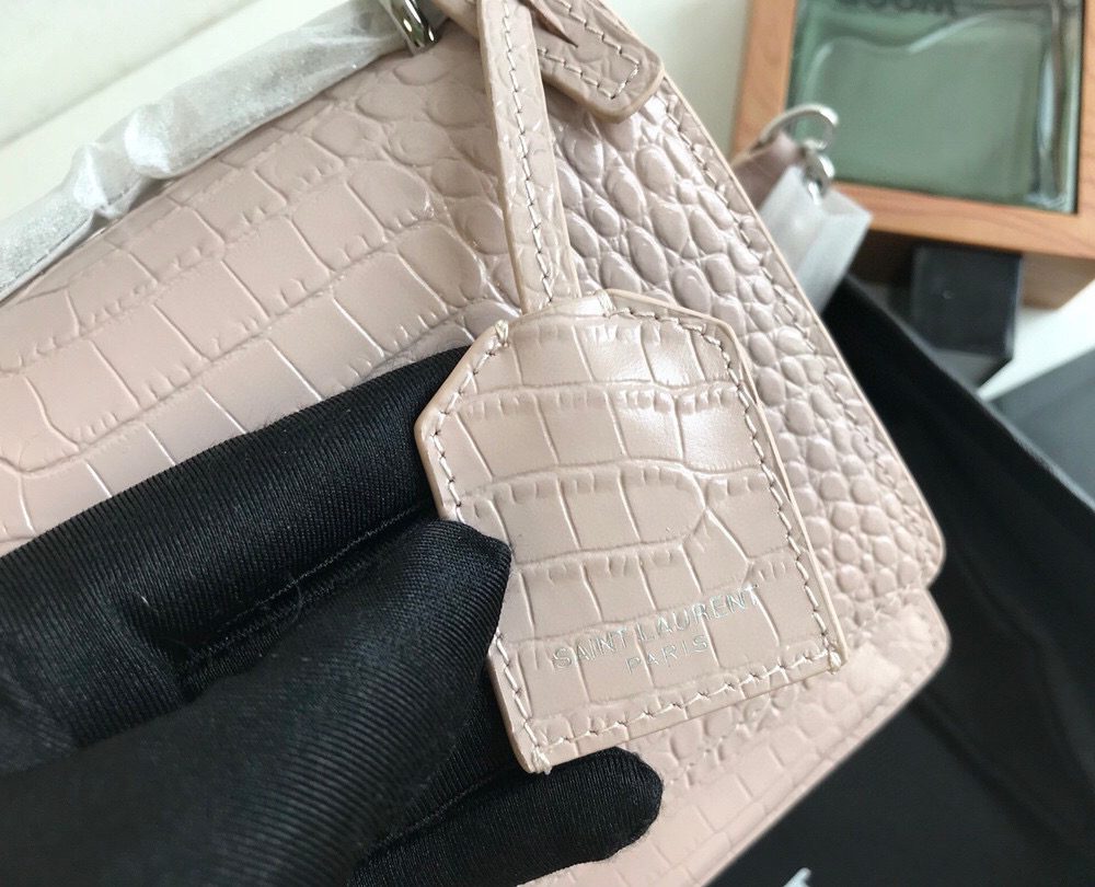 [REP 1:1] Saint Laurent Sunset Medium Chain Bag Light Pink For Women 8.6in/22cm YSL 442906DND0N1202