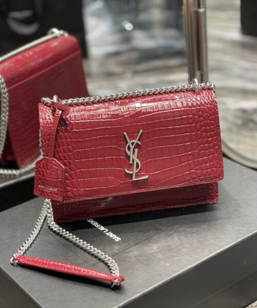 [REP 1:1] Saint Laurent Sunset Medium Chain Bag Red For Women 8.6in/22cm YSL