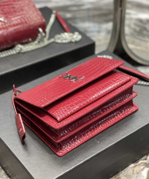 [REP 1:1] Saint Laurent Sunset Medium Chain Bag Red For Women 8.6in/22cm YSL