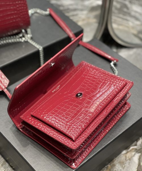 [REP 1:1] Saint Laurent Sunset Medium Chain Bag Red For Women 8.6in/22cm YSL